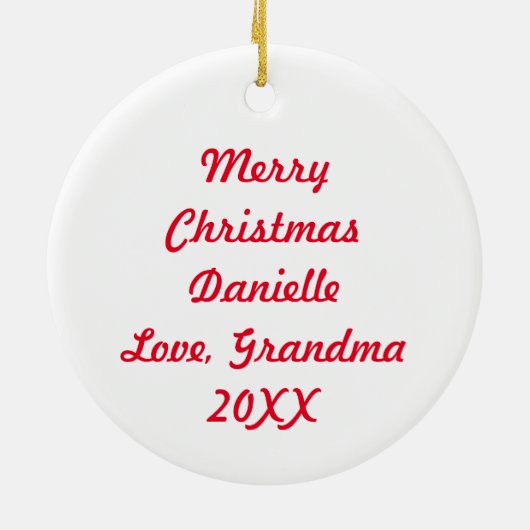 水かわいらし色アニメガールとキツネクリスマス セラミックオーナメント (裏面)