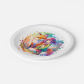 水かわいらし色アニメガールとキツネ誕生日 ペーパープレート (アングル)