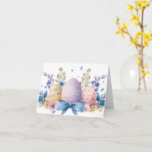 水かわいらし色イースターエッグホリデーカード カード (黄色い花)