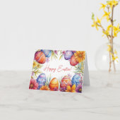 水かわいらし色イースターエッグホリデーカード カード (黄色い花)