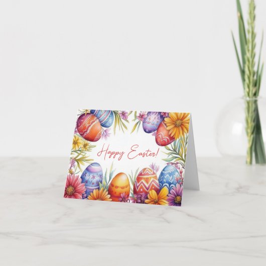 水かわいらし色イースターエッグホリデーカード カード (正面)