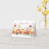 水かわいらし色イースターエッグホリデーカード カード (黄色い花)