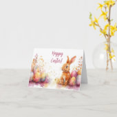 水かわいらし色イースターエッグホリデーカード カード (黄色い花)