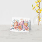 水かわいらし色イースターエッグホリデーカード カード (黄色い花)