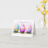 水かわいらし色イースターエッグホリデーカード カード (黄色い花)