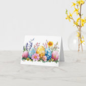 水かわいらし色イースターエッグホリデーカード カード (黄色い花)