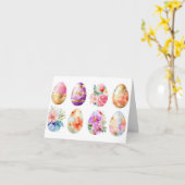 水かわいらし色イースターエッグホリデーカード カード (黄色い花)