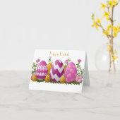 水かわいらし色イースターエッグホリデーカード カード (黄色い花)