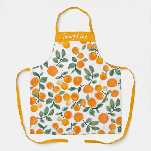 水かわいらし色オレンジシトラスパーソナライズされた エプロン (正面)