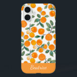 水かわいらし色オレンジシトラスパーソナライズされた iPhone 16 PLUSケース<br><div class="desc">オレンジスタイリッシュと葉のフルーツパタパーソナライズされたーン水彩画</div>