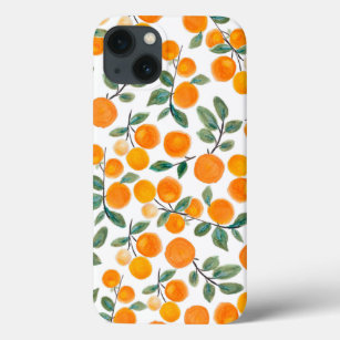 水かわいらし色オレンジ柑橘系植物模様 iPhone 13ケース