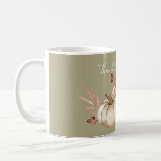 水かわいらし色カボチャon Sage コーヒーマグカップ (左)