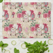 水かわいらし色クリスマスプレゼント&テディベア キッチンタオル (折り畳み)