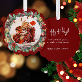 水かわいらし色クリスマスリース写真 オーナメントカード