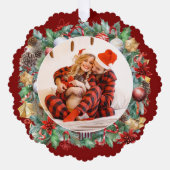 水かわいらし色クリスマスリース写真 オーナメントカード (正面)