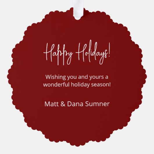 水かわいらし色クリスマスリース写真 オーナメントカード (裏面)