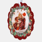 水かわいらし色クリスマスリース写真 オーナメントカード (左)