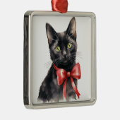 水かわいらし色クリスマス黒猫 メタルオーナメント (右)