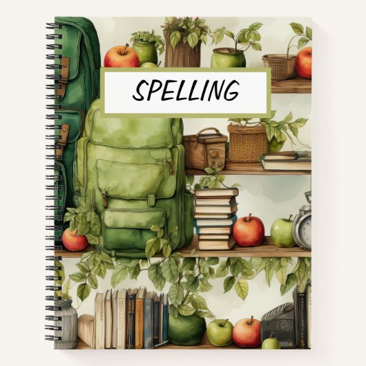 水かわいらし色グリーンスクールバックパック ノートブック (正面)