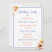 水かわいらし色ケーキと花誕生日 招待状 (裏面)