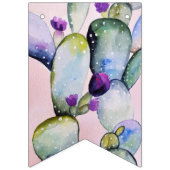 水かわいらし色サボテンと紫の花 バンティングフラッグ (第3の旗)