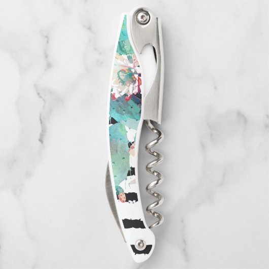 水かわいらし色サボテンフローラ黒ストライプ色 ソムリエナイフ (裏面)