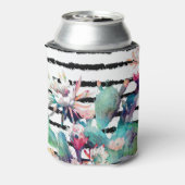 水かわいらし色サボテンフローラ黒ストライプ色 缶クーラー (缶裏面)