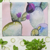 水かわいらし色サボテン キッチンタオル (折り畳み)