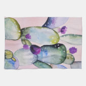 水かわいらし色サボテン キッチンタオル (横)