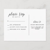 水かわいらし色スクリプトRSVP応答 インビテーションポストカード (裏面)