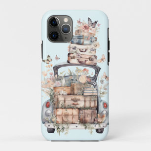 水かわいらし色スーツケース車のトランクフローラトリップ iPhone 11 PROケース