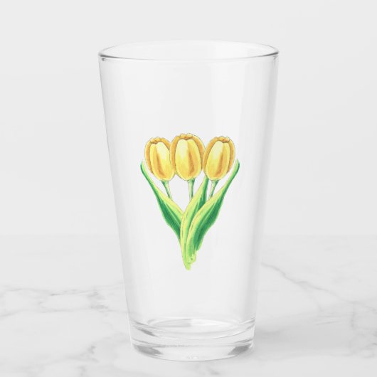 水かわいらし色チューリップ春の花 タンブラーグラス (正面)