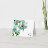 水かわいらし色ティール（緑がかった色）ポピーパーソナライズされたズ ノートカード (正面)