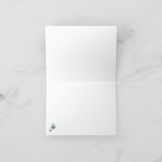 水かわいらし色ティール（緑がかった色）ポピーパーソナライズされたズ ノートカード (内部)