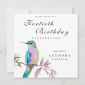 水かわいらし色ハミングバードANY誕生日パーティー 招待状 (正面)