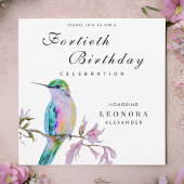 水かわいらし色ハミングバードANY誕生日パーティー 招待状