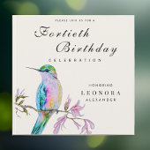 水かわいらし色ハミングバードANY誕生日パーティー 招待状