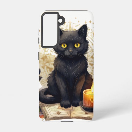 水かわいらし色ハロウィーンブラックキットン SAMSUNG GALAXYケース (裏面)
