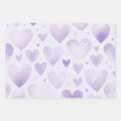 水かわいらし色ハートトリオピンクレッドパープルギフト ラッピングペーパーシート (正面3)