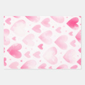 水かわいらし色ハートトリオピンクレッドパープルギフト ラッピングペーパーシート (正面)