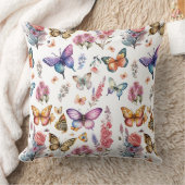水かわいらし色バタフライフローラガーデンパターン クッション (ブランケット)