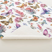 水かわいらし色バタフライフローラガーデンパターン シェルパブランケット (3/4)