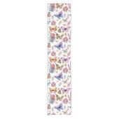 水かわいらし色バタフライフローラガーデンパターン ショートテーブルランナー (正面)