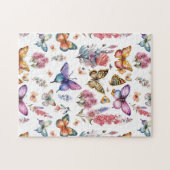 水かわいらし色バタフライフローラガーデンパターン ジグソーパズル (横)