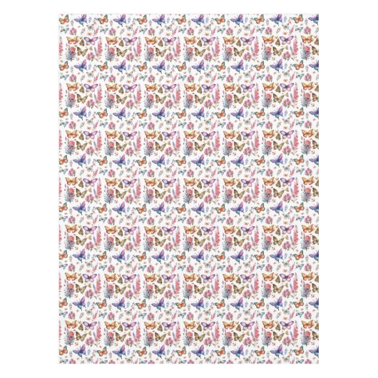 水かわいらし色バタフライフローラガーデンパターン テーブルクロス (正面)