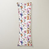 水かわいらし色バタフライフローラガーデンパターン ボディピロー (正面縦)