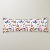 水かわいらし色バタフライフローラガーデンパターン ボディピロー (正面)