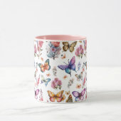水かわいらし色バタフライフローラガーデンパターン マグカップ (中央)
