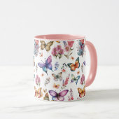 水かわいらし色バタフライフローラガーデンパターン マグカップ (正面右)