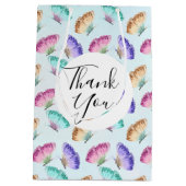 水かわいらし色バタフライ模様ありがとう ミディアムペーパーバッグ (裏面)